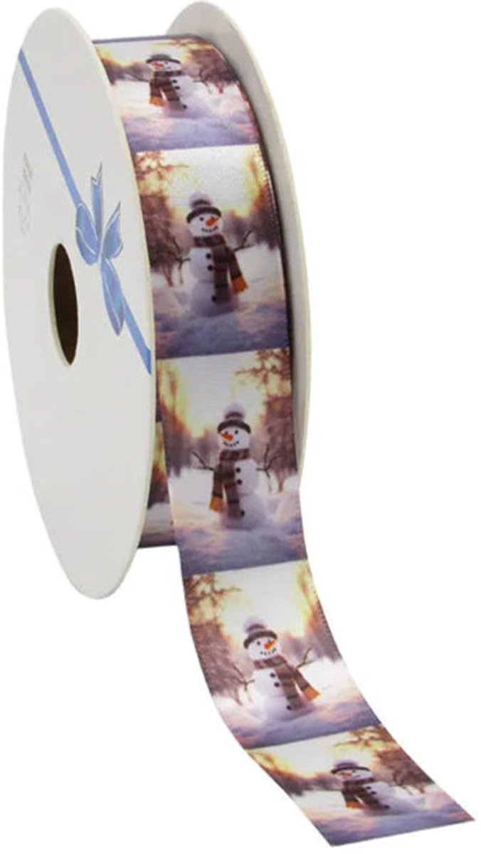 Satijn lint ‘Sneeuwman’ – Wit | 23 mm x 20 m